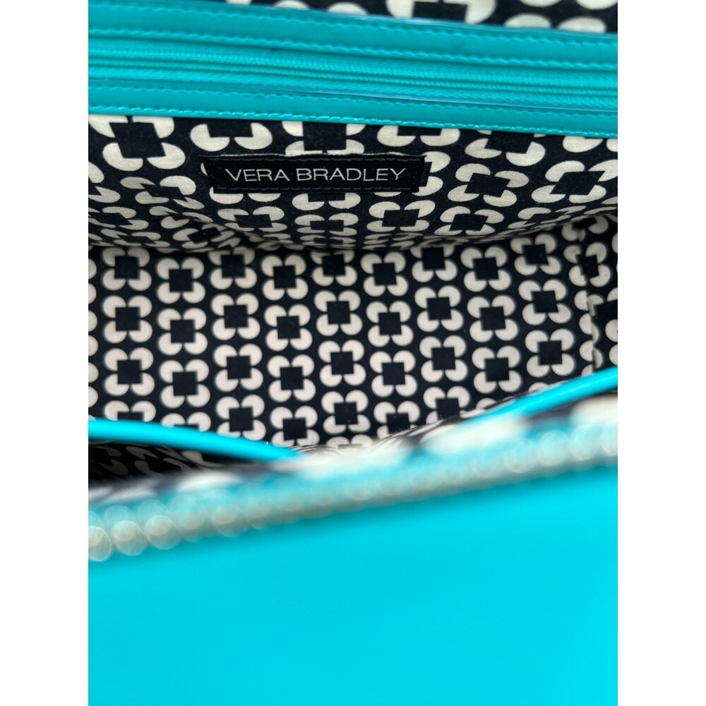 Vera Bradley Teal Convertible Satchel Purse, Faux Leather - Picture 8 of 16
